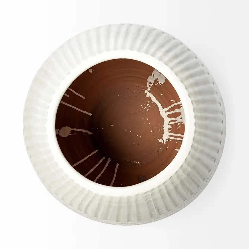 29" White Cylinder Ceramic Floor Vase - NOBLE HOME INTERIORS