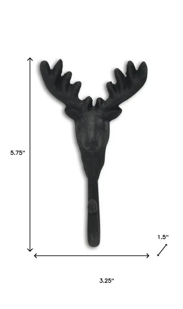 3" Black Cast Iron Deer Stag Wall Hook - NOBLE HOME INTERIORS