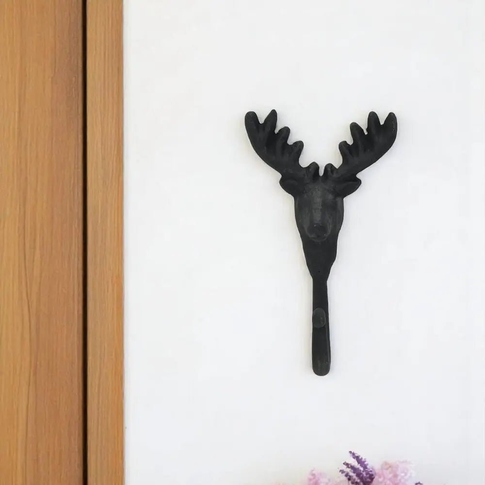 3" Black Cast Iron Deer Stag Wall Hook - NOBLE HOME INTERIORS