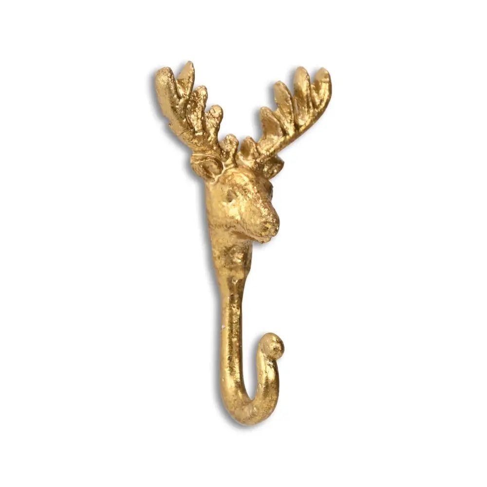 3" Gold Cast Iron Deer Stag Wall Hook - NOBLE HOME INTERIORS