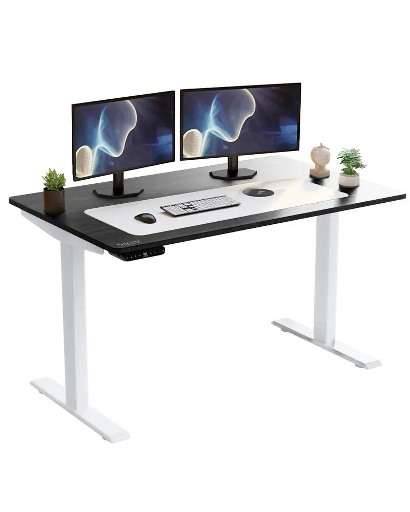 30" Adjustable Black and White Stainless Steel Computer Desk - NOBLE HOME INTERIORS