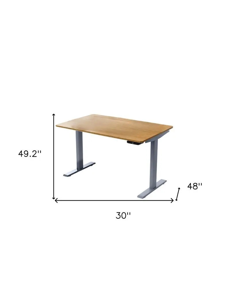 30" Adjustable Brown and Gray Stainless Steel Computer Desk - NOBLE HOME INTERIORS