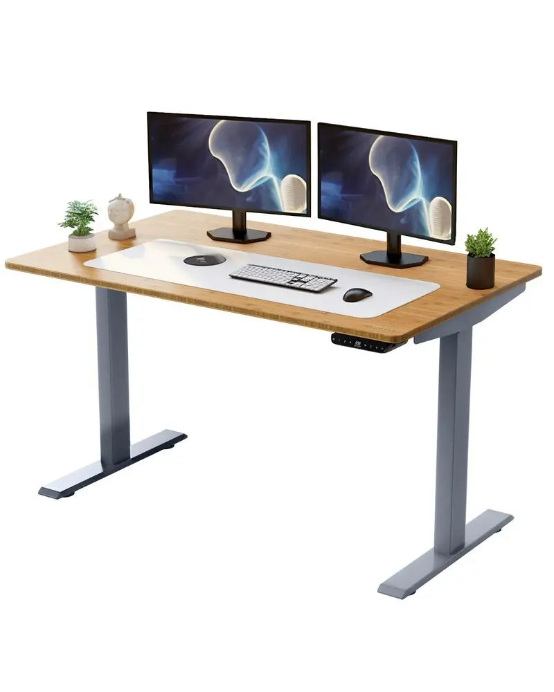 30" Adjustable Brown and Gray Stainless Steel Computer Desk - NOBLE HOME INTERIORS
