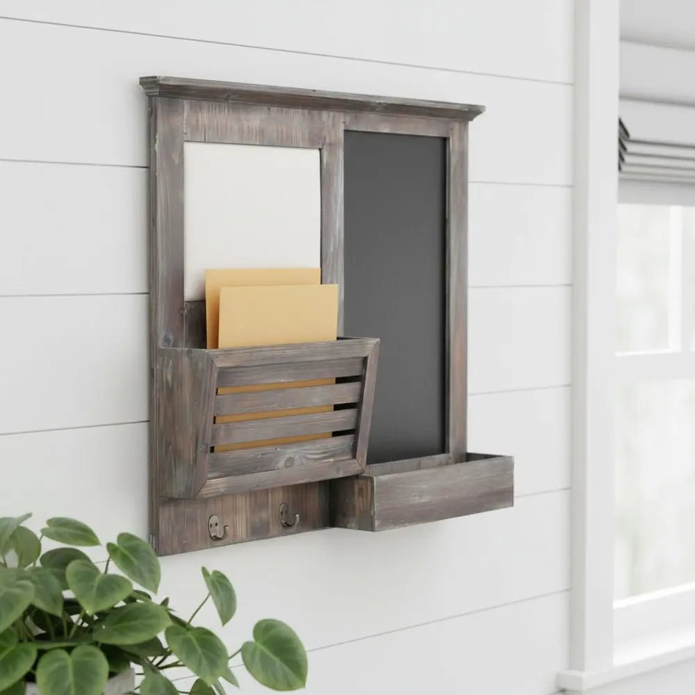 30" Brown Solid Wood Paper Organizer - NOBLE HOME INTERIORS