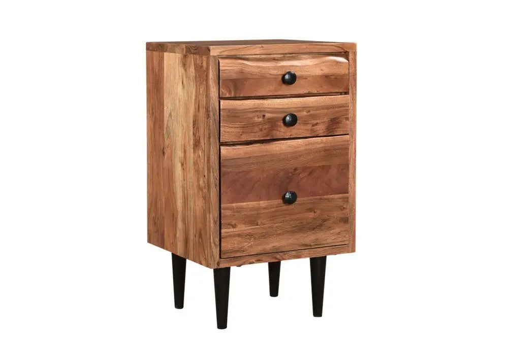 30" Brown Solid Wood Three Drawers Filing Cabinet - NOBLE HOME INTERIORS