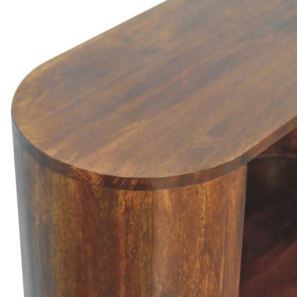 30" Chestnut Solid Wood Oval Accent Cabinet With One Drawer - NOVA HOME FURNITURE