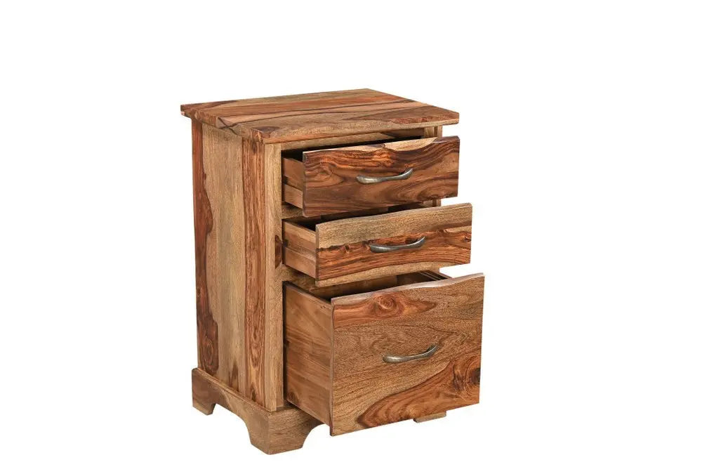 30" Natural Solid Wood Three Drawers Filing Cabinet - NOBLE HOME INTERIORS