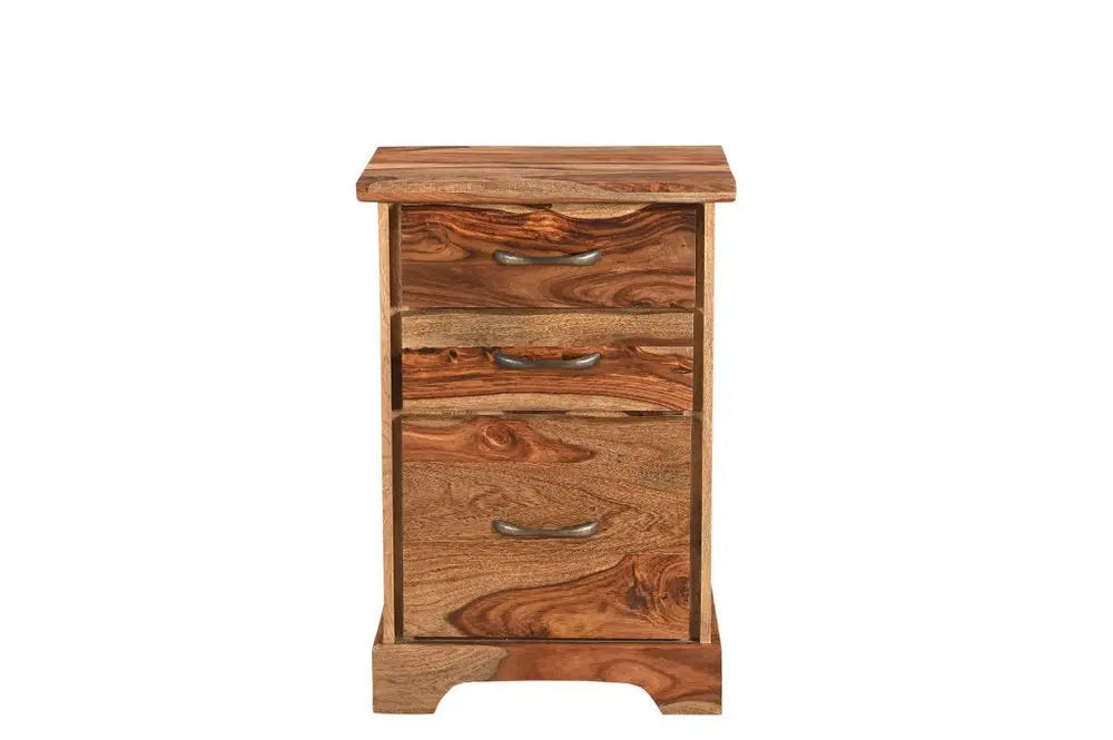 30" Natural Solid Wood Three Drawers Filing Cabinet - NOBLE HOME INTERIORS