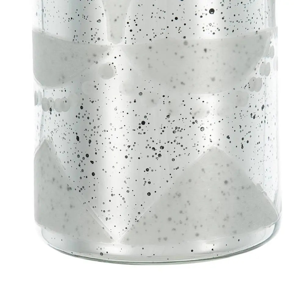 30" Silver Floral Round Glass Table Vase - NOBLE HOME INTERIORS