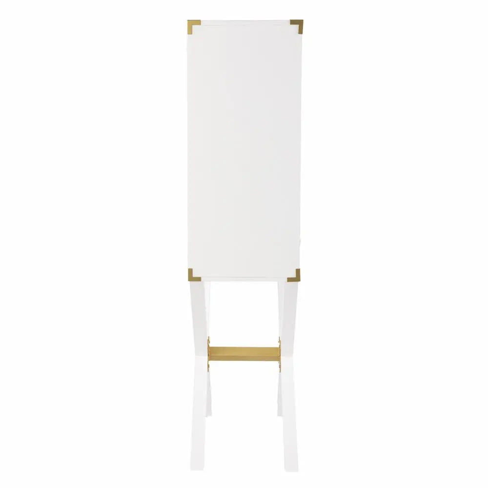 30" White Corner Display Stand With One Shelf And One Drawer - NOVA HOME FURNITURE