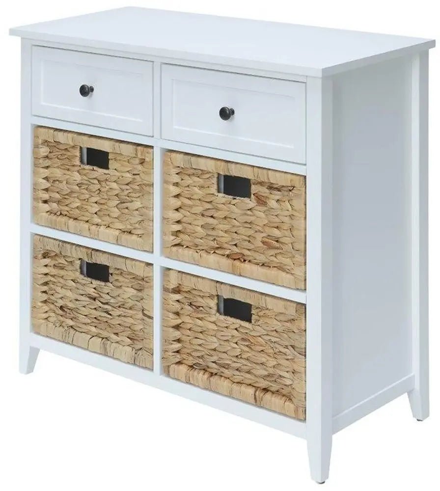 30" X 13" X 28" White Wood Veneer 6 Drawers Accent Chest - NOBLE HOME INTERIORS