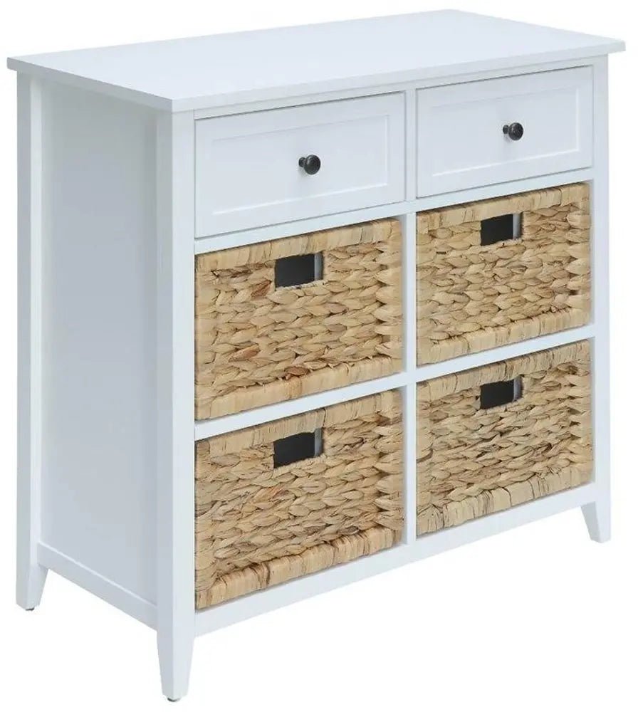 30" X 13" X 28" White Wood Veneer 6 Drawers Accent Chest - NOBLE HOME INTERIORS