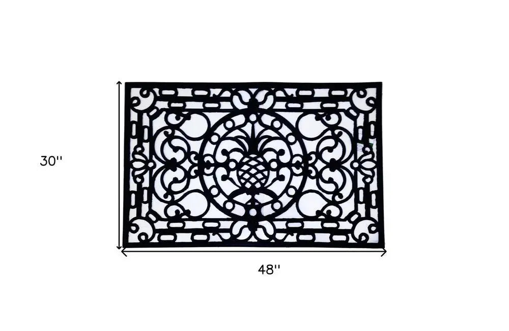 30" X 48" Black Rubber Pineapple Outdoor Door Mat - NOBLE HOME INTERIORS