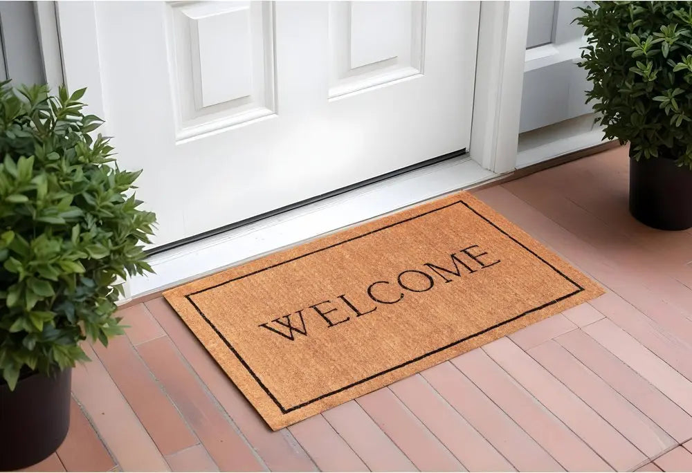 30" X 48" Natural and Black Coir Welcome Outdoor Door Mat - NOBLE HOME INTERIORS