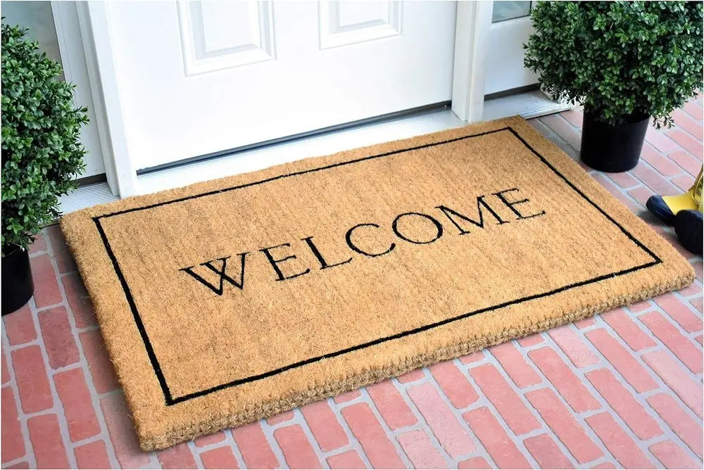 30" X 48" Natural and Black Coir Welcome Outdoor Door Mat - NOBLE HOME INTERIORS