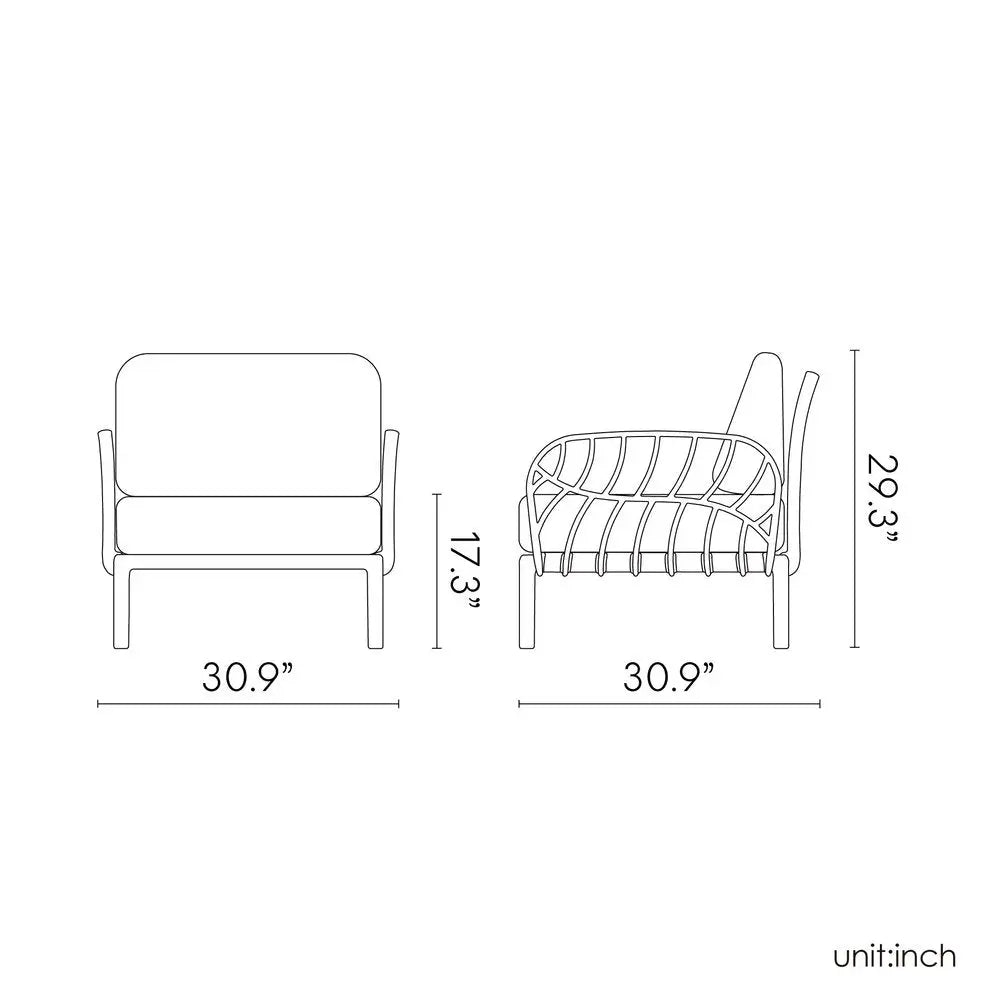31" Gray Heavy Duty Plastic Outdoor Armchair With Sea Green Cushion - NOBLE HOME INTERIORS