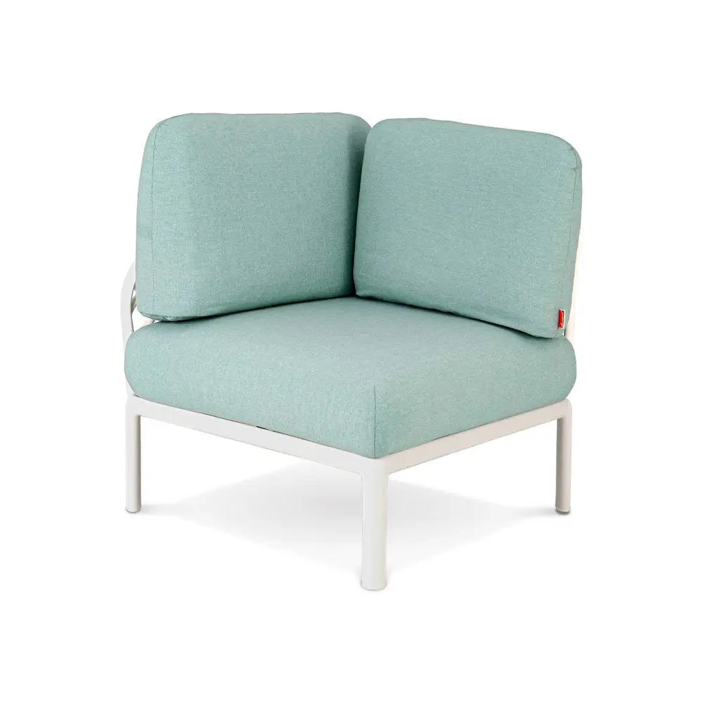 31" White Heavy Duty Plastic Outdoor Modular with Sea Green Cushion - NOBLE HOME INTERIORS