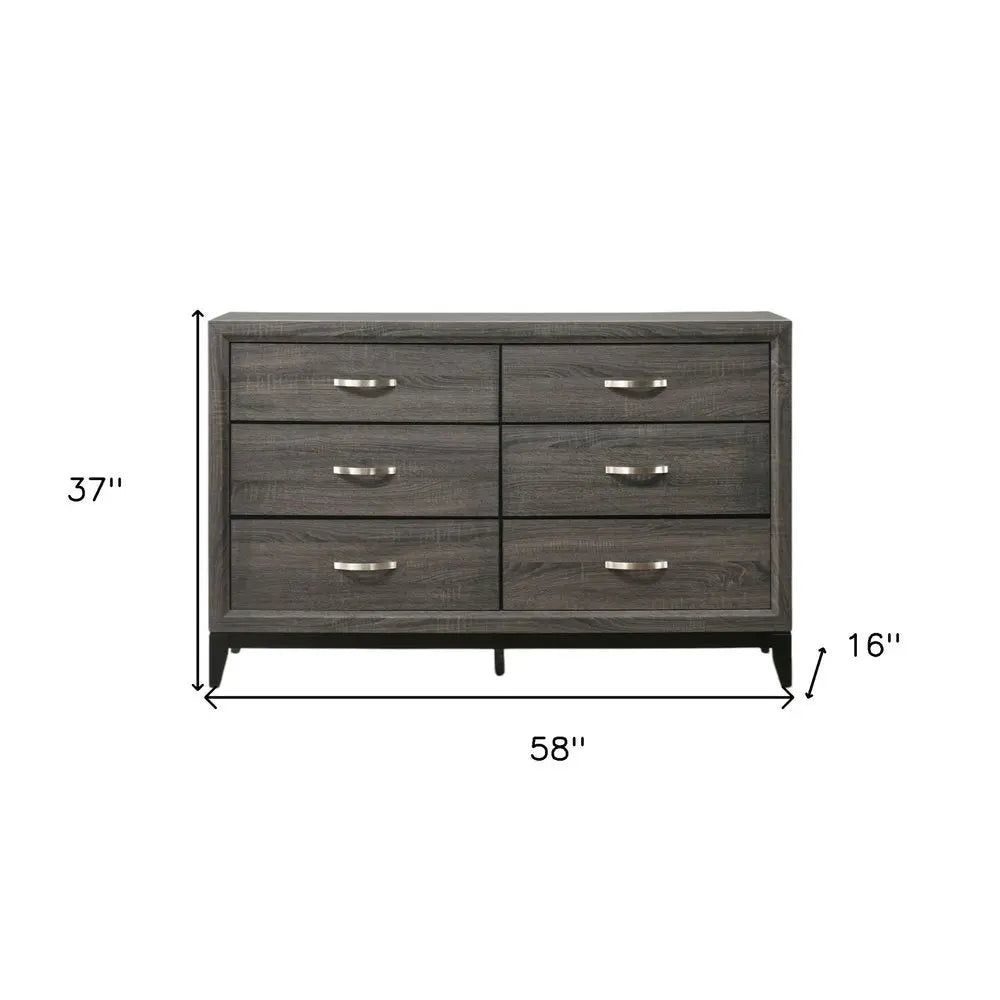 31" Gray Wood Five Drawer Dresser HomeRoots