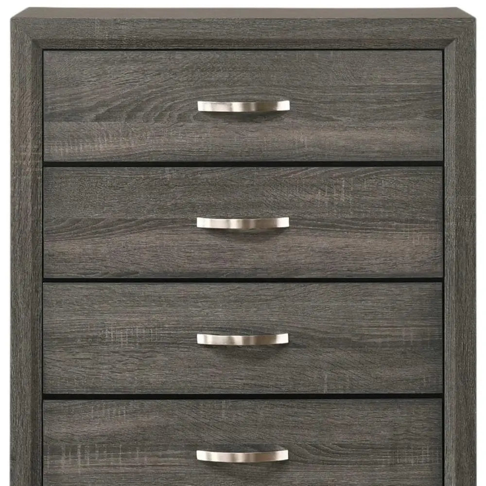 31" Gray Wood Five Drawer Dresser HomeRoots
