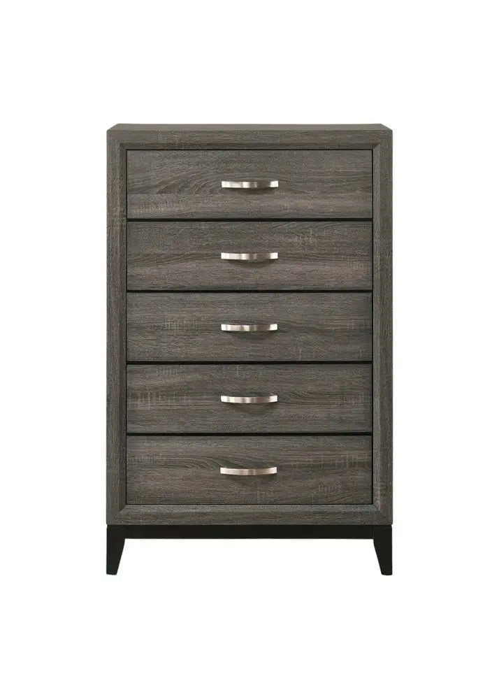 31" Gray Wood Five Drawer Dresser HomeRoots