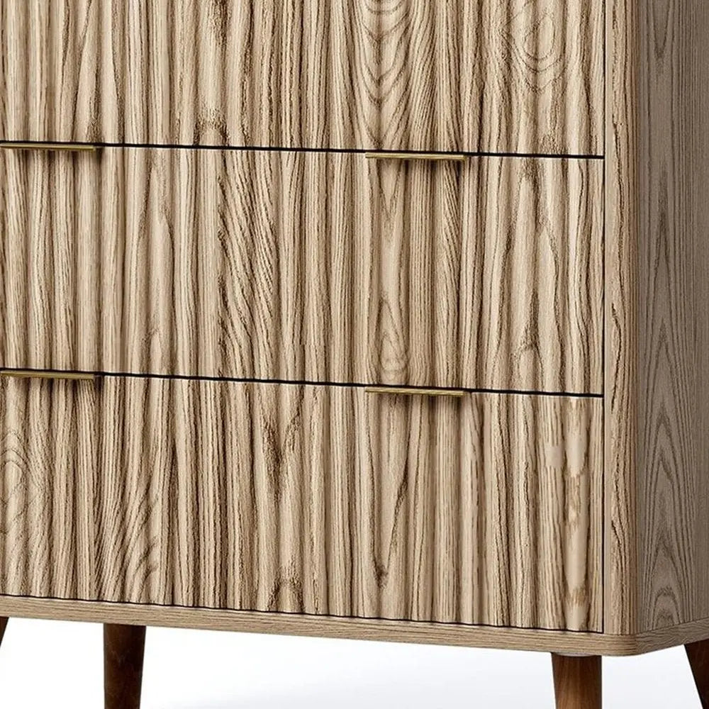 32" Black and Oak Solid Wood Console Accent Cabinet With Three Drawers - NOVA HOME FURNITURE