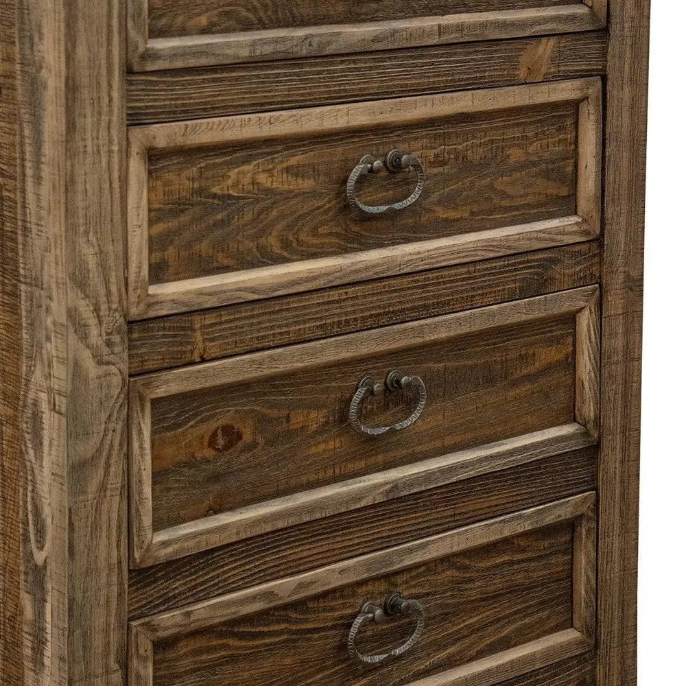 32" Brown Solid Wood Five Drawer Chest - NOBLE HOME INTERIORS