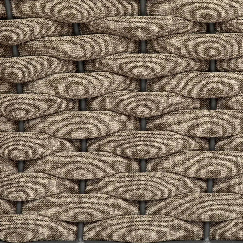 32" Gray And Taupe Woven Aluminum Outdoor Arm Chair with Taupe Cushion - NOBLE HOME INTERIORS