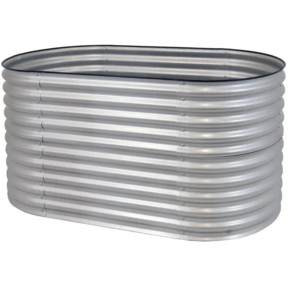 32" X 63" Silver Metal Oval Raised Garden Bed - NOBLE HOME INTERIORS