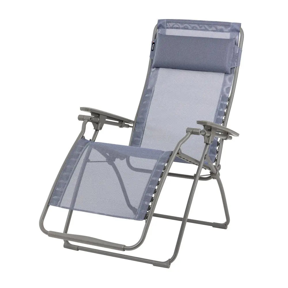28" Blue Metal Outdoor Zero Gravity Chair with Blue Cushion HomeRoots
