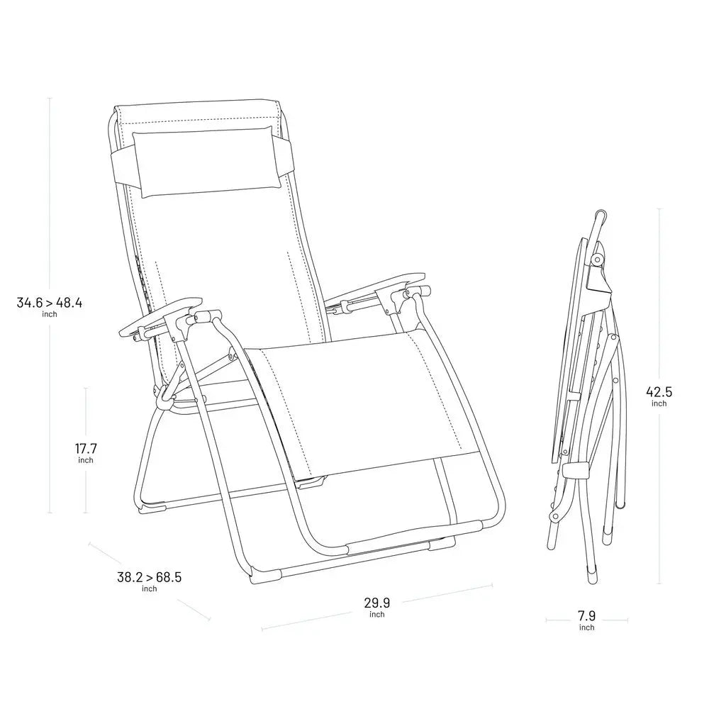30" Graphite Metal Outdoor Zero Gravity Chair HomeRoots