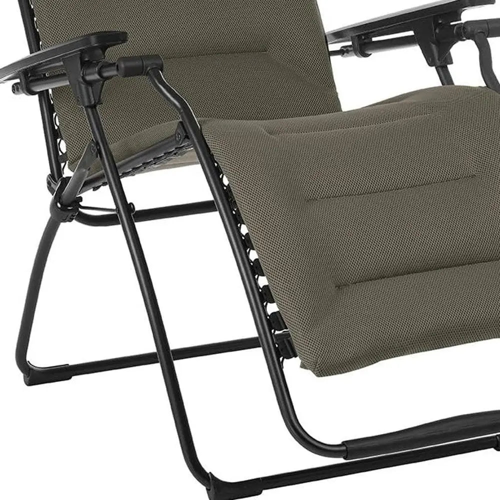 26" Gray Steel Outdoor Zero Gravity Chair with Gray Cushion HomeRoots