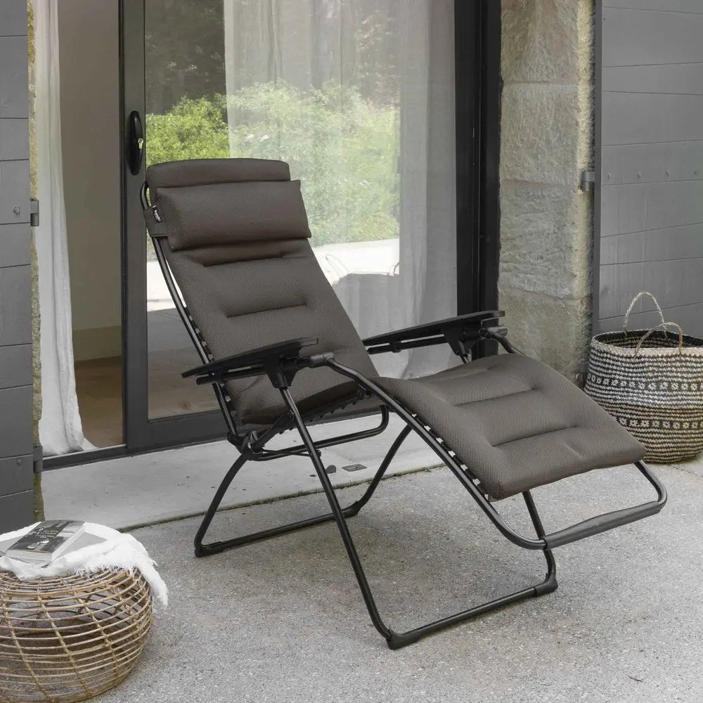 26" Gray Steel Outdoor Zero Gravity Chair with Gray Cushion HomeRoots