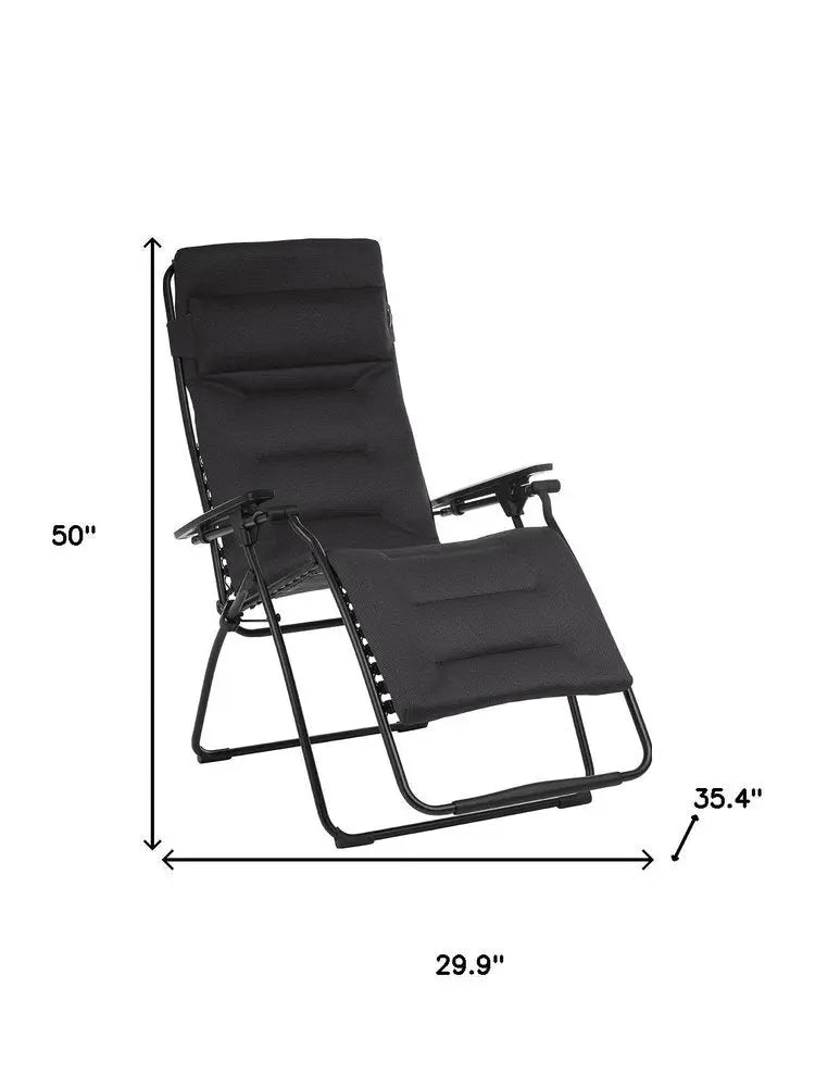 30" Gray Steel Outdoor Zero Gravity Chair with Gray Cushion HomeRoots