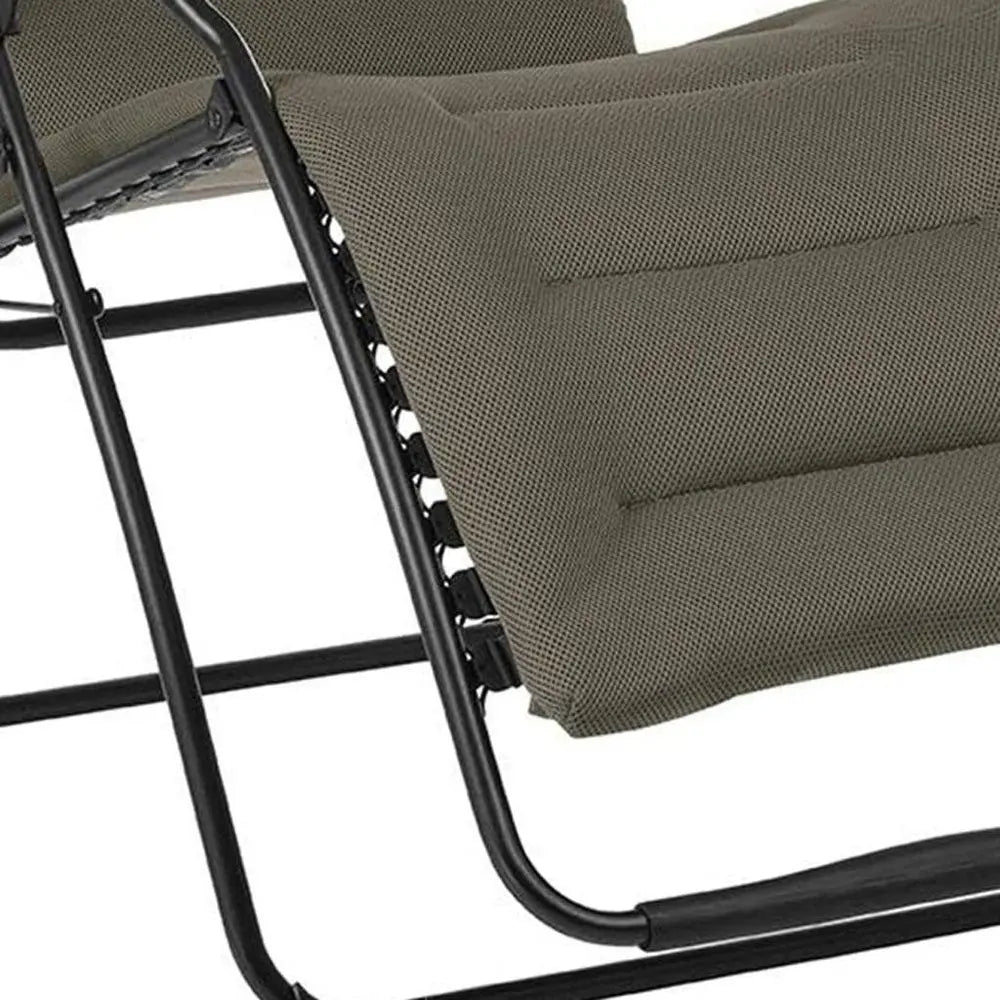 30" Gray Steel Outdoor Zero Gravity Chair with Gray Cushion HomeRoots