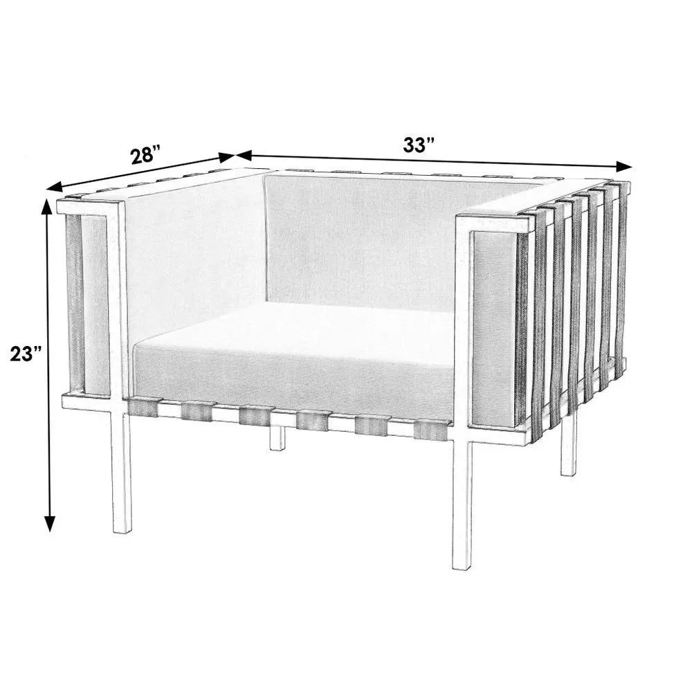 33" Black Metal Outdoor Arm Chair with Off White Cushion - NOBLE HOME INTERIORS