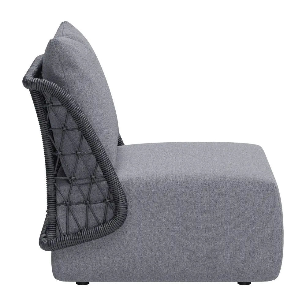 33" Gray Outdoor Accent Chair with Gray Cushions - NOBLE HOME INTERIORS