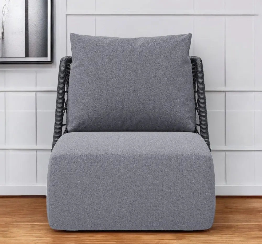 33" Gray Outdoor Accent Chair with Gray Cushions - NOBLE HOME INTERIORS