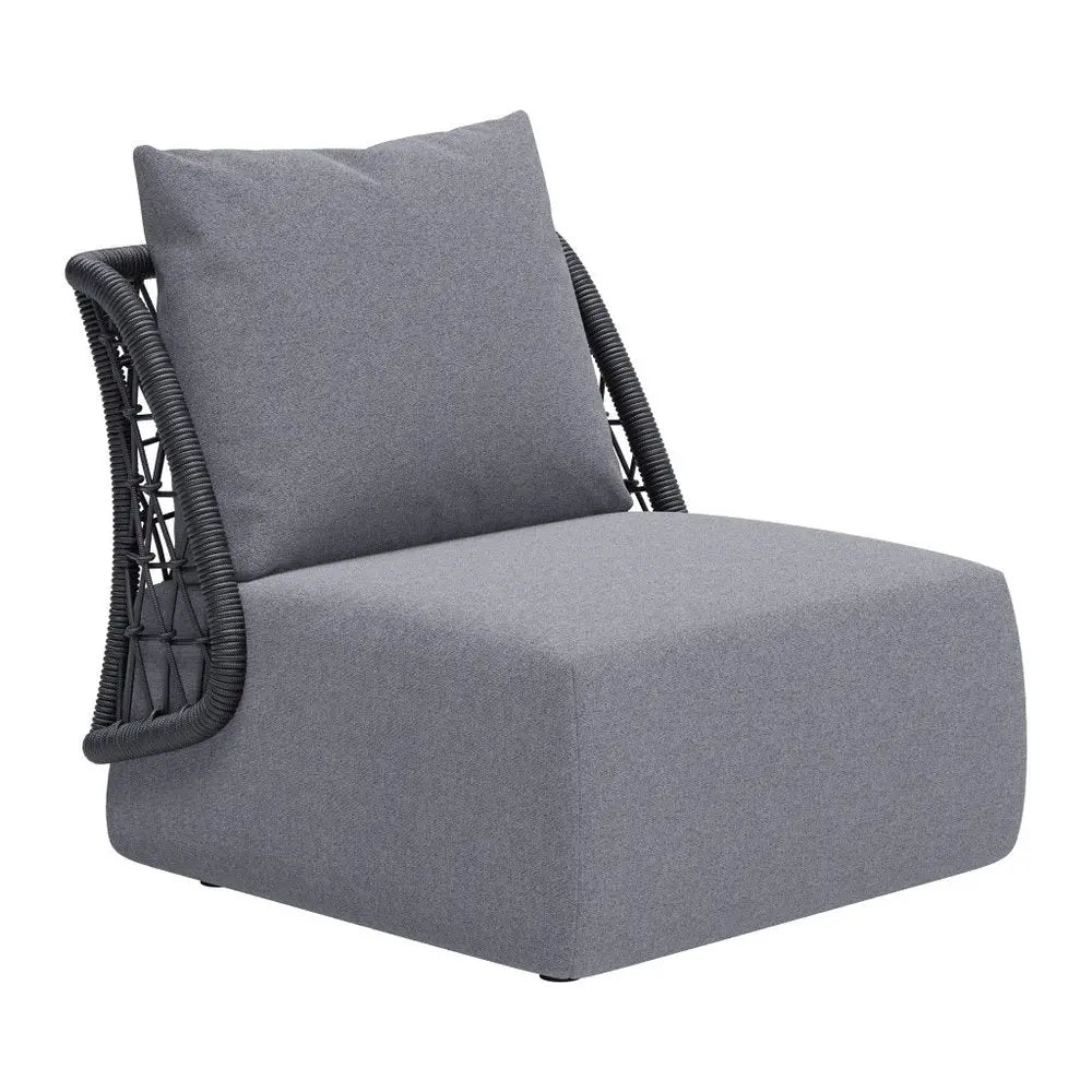 33" Gray Outdoor Accent Chair with Gray Cushions - NOBLE HOME INTERIORS