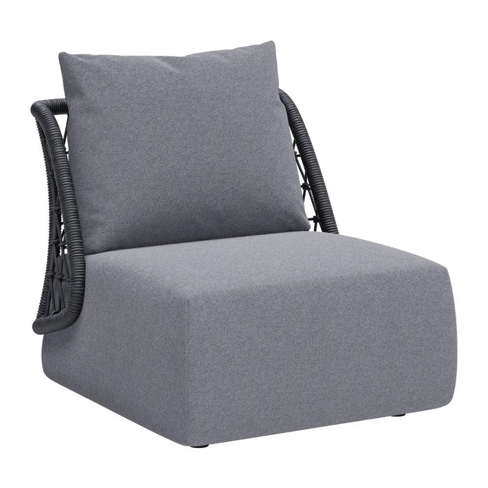 33" Gray Outdoor Accent Chair with Gray Cushions - NOBLE HOME INTERIORS