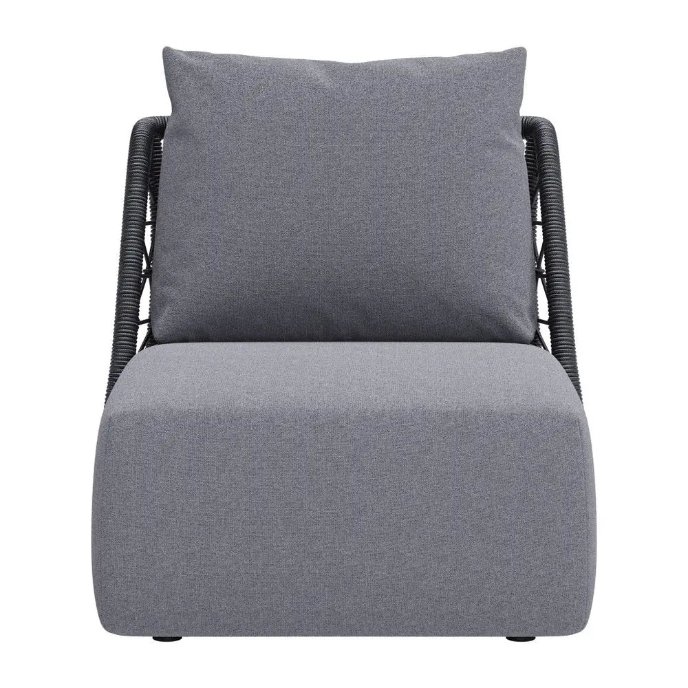33" Gray Outdoor Accent Chair with Gray Cushions - NOBLE HOME INTERIORS
