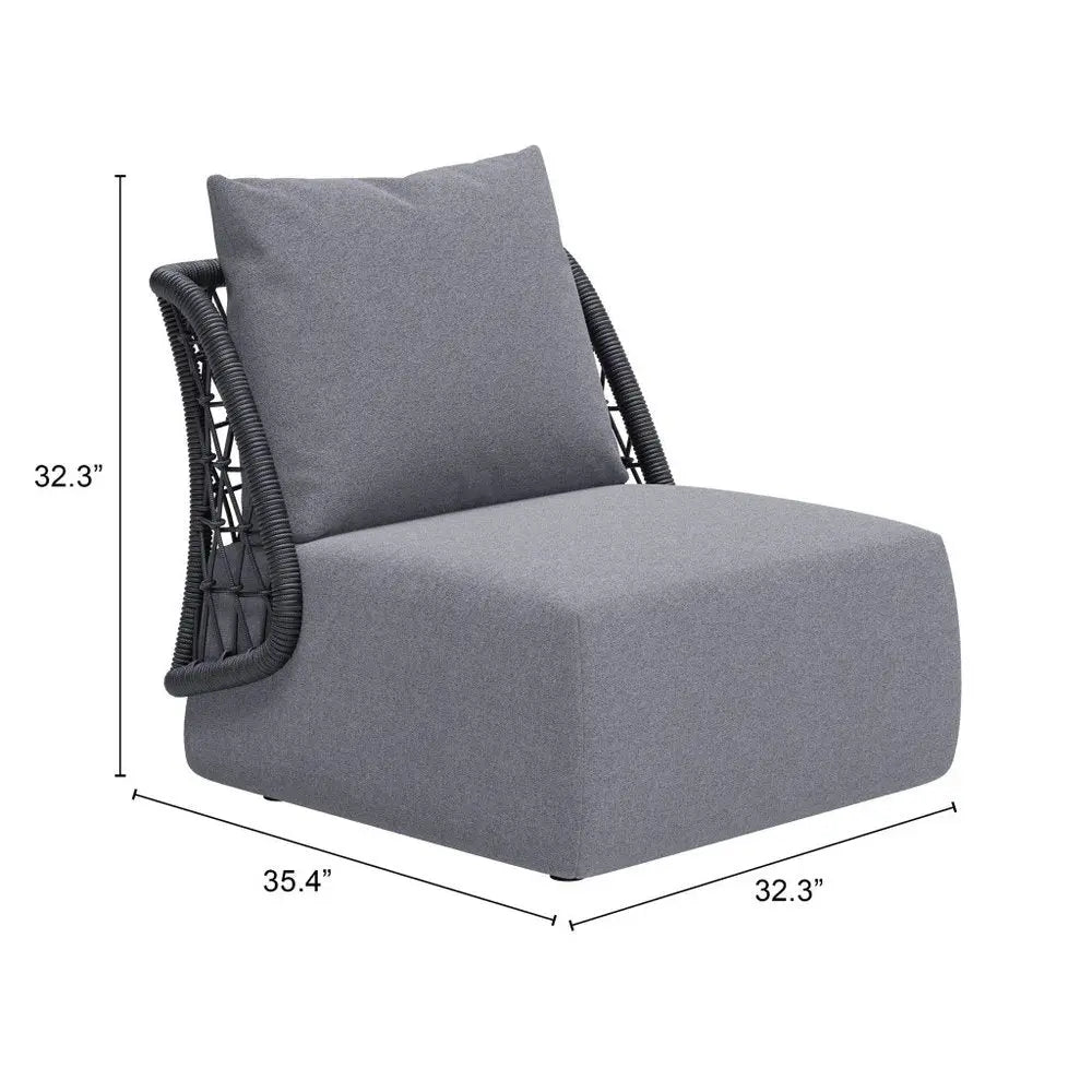 33" Gray Outdoor Accent Chair with Gray Cushions - NOBLE HOME INTERIORS