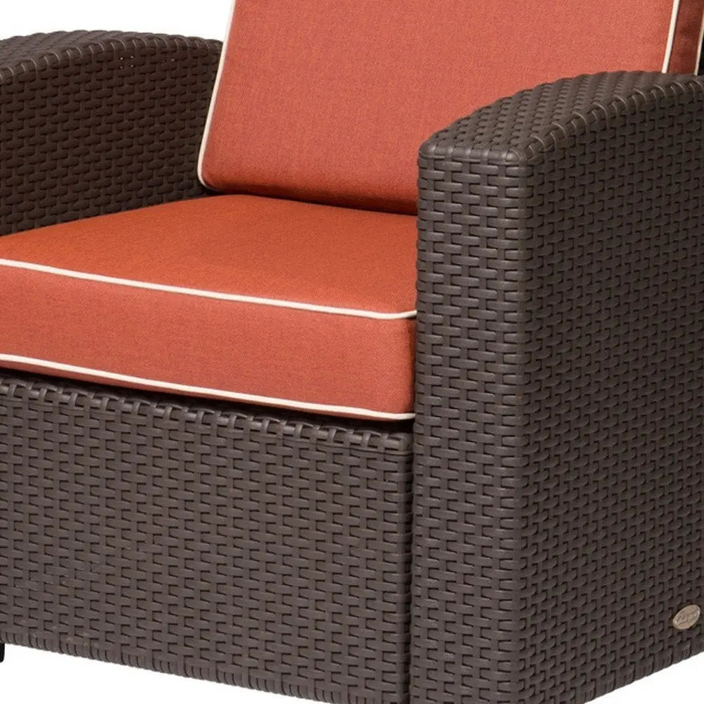 33" Red Heavy Duty Plastic Outdoor Accent Chair with Red Cushion - NOBLE HOME INTERIORS