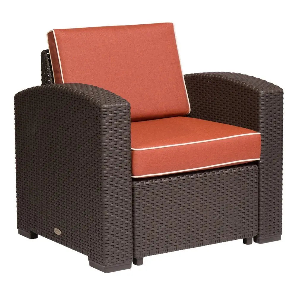 33" Red Heavy Duty Plastic Outdoor Accent Chair with Red Cushion - NOBLE HOME INTERIORS