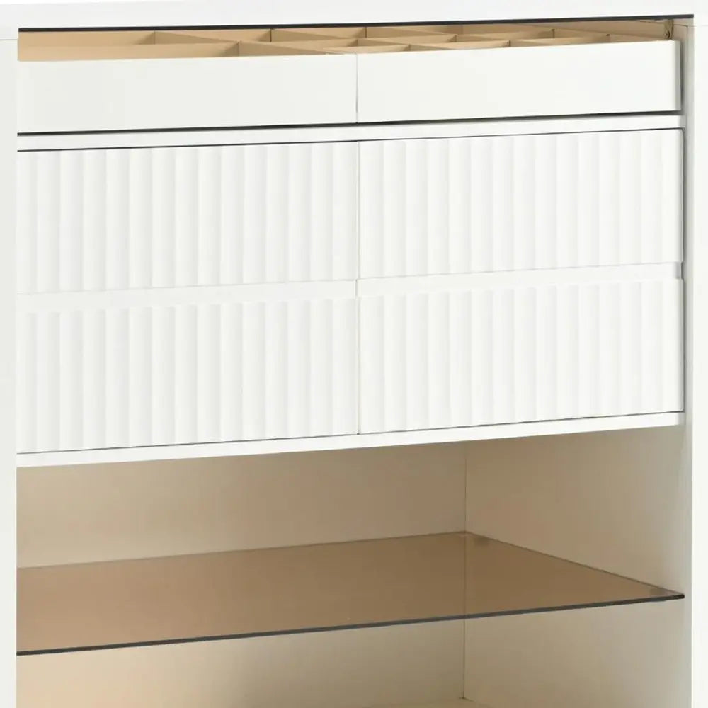 33" White Wood And Glass Six Drawer Island Vanity Dresser - NOBLE HOME INTERIORS