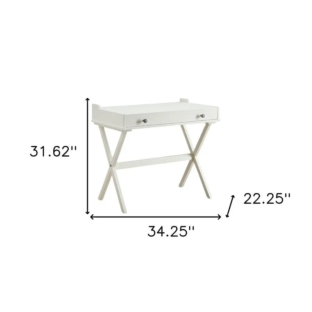 34" Antiqued White Wood Flip Top Desk - NOBLE HOME INTERIORS