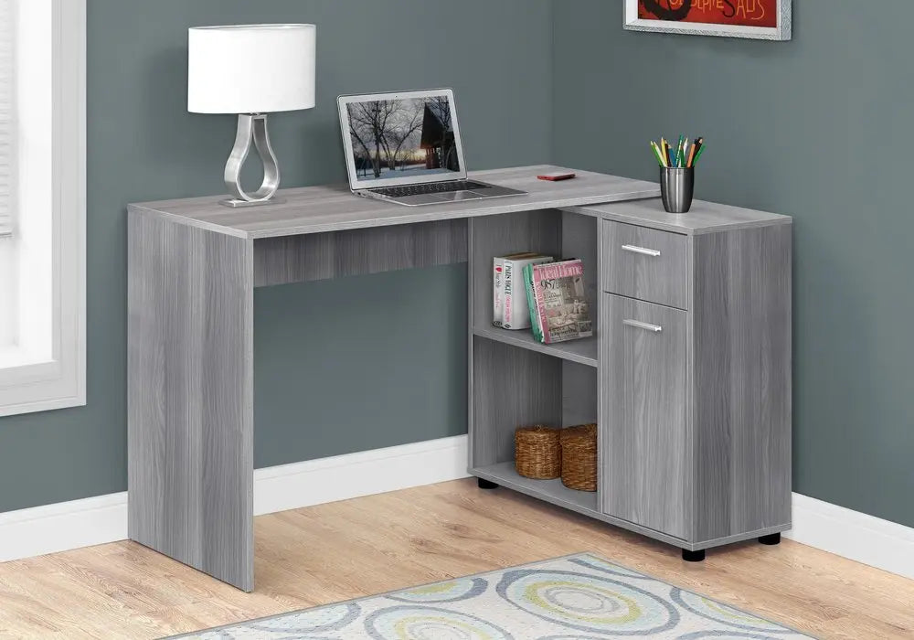 34" White L Shape Computer Desk With Two Drawers - NOBLE HOME INTERIORS