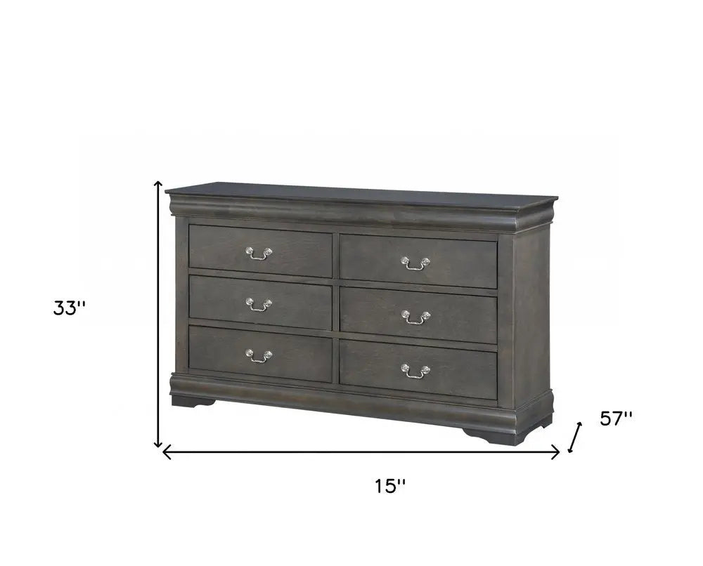 15" Gray Solid Wood Double Dresser HomeRoots