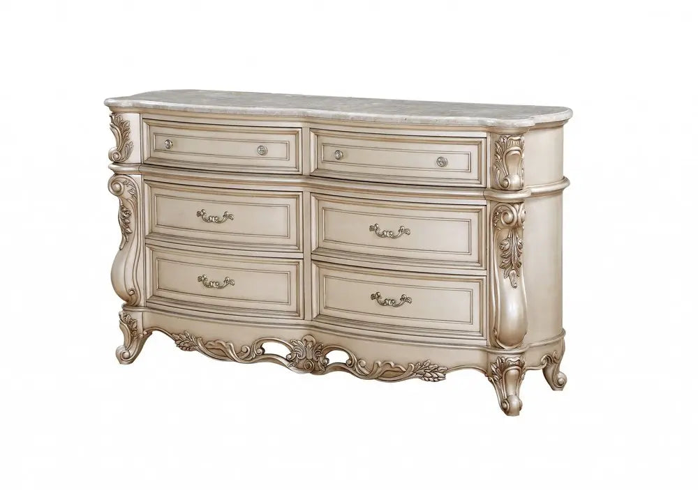 21" Beige Solid Wood Double Dresser HomeRoots