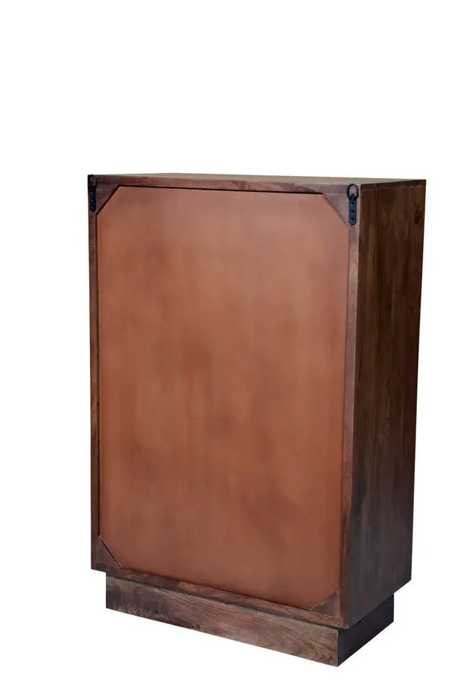 35" Brown Carved Abstract Solid Wood Five Drawer Dresser - NOBLE HOME INTERIORS