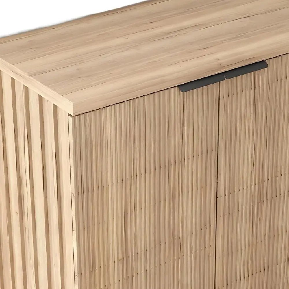 35" Oak Wood Textured Door Accent Cabinet With Two Doors - NOBLE HOME INTERIORS